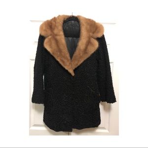 Vintage Schiaparelli Paris Mink Persian Lamb Fur Coat